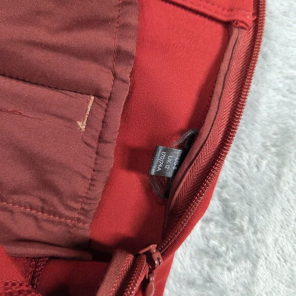 Anthropologie Pants Womens 8 Red The Essential Trouser Ponte Flare Boho Hippie - Picture 6 of 12